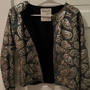 Sparkly party coat. Leather